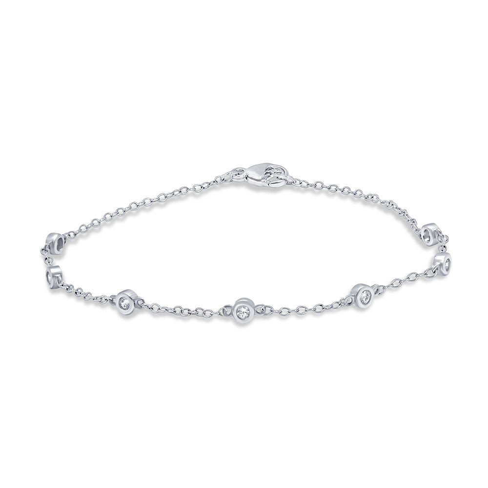 DIAMOND CLOSEOUT! .21ct 14k White Gold Diamond by the Yard Station Bracelet 7" Long