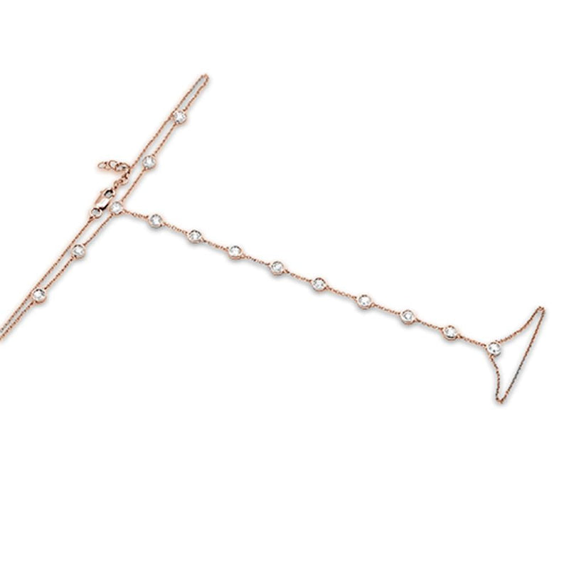 SPECIAL!.51cts 14k Rose Gold Diamond Bracelet & Ring Chain 7" + 3" Ext