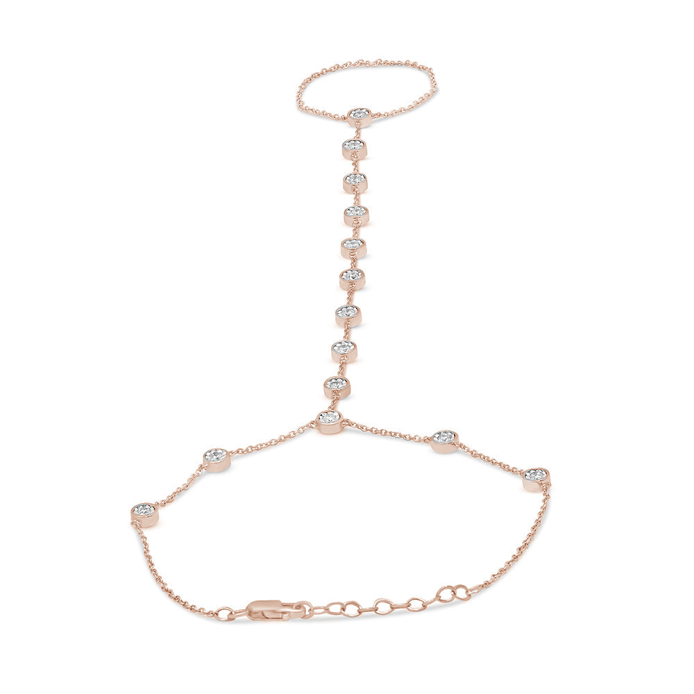 SPECIAL!.51cts 14k Rose Gold Diamond Bracelet & Ring Chain 7" + 3" Ext