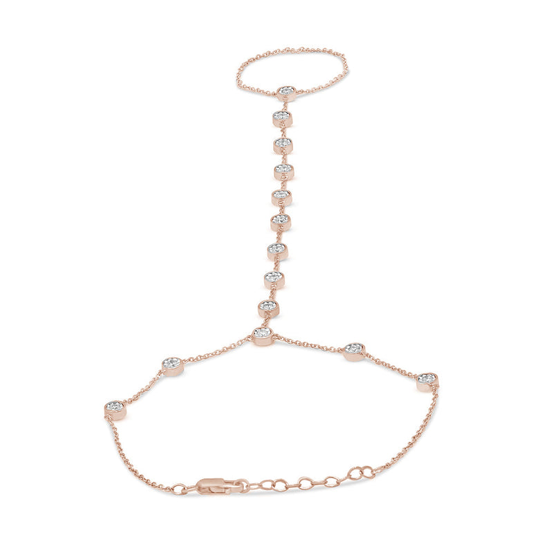 SPECIAL!.51cts 14k Rose Gold Diamond Bracelet & Ring Chain 7" + 3" Ext