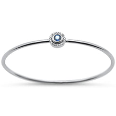 GEMSTONE CLOSEOUT ! .42cts 14k White Gold Round Blue Sapphire & Diamond Bangle Wrist Size 7"