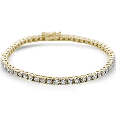 DIAMOND  CLOSEOUT!  1.86ct G SI 10K Yellow Gold Diamond Miracle Illusion Tennis Bracelet 7" Long