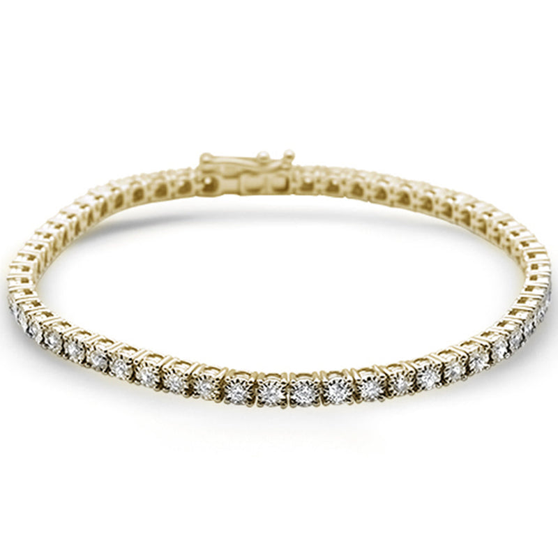 DIAMOND  CLOSEOUT!  1.86ct G SI 10K Yellow Gold Diamond Miracle Illusion Tennis Bracelet 7" Long