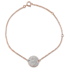 DIAMOND CLOSEOUT! .17ct 14kt Rose Gold Diamond Round Micro Pave Circle Bracelet 7"