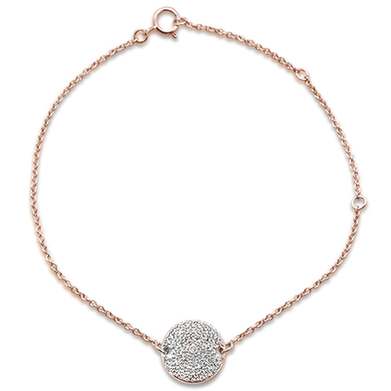 DIAMOND CLOSEOUT! .17ct 14kt Rose Gold Diamond Round Micro Pave Circle Bracelet 7"
