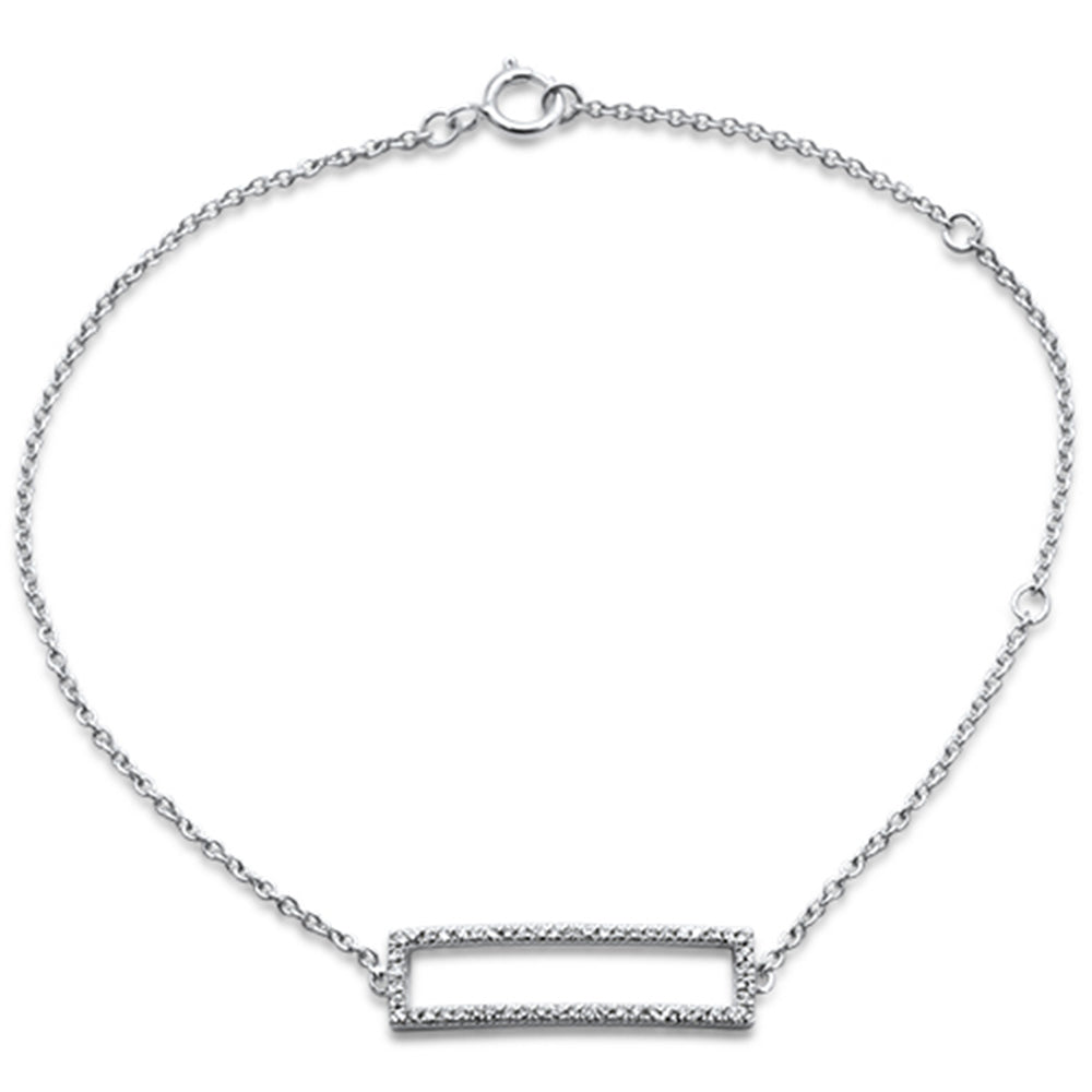 DIAMOND CLOSEOUT! .10ct 14kt White Gold Diamond Trendy Bar Bracelet 7" Long Adj