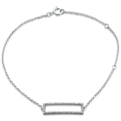 DIAMOND CLOSEOUT! .10ct 14kt White Gold Diamond Trendy Bar Bracelet 7" Long Adj
