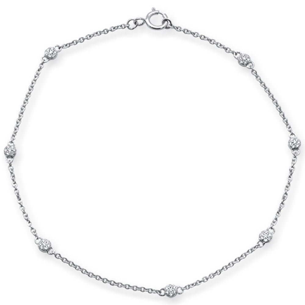 DIAMOND CLOSEOUT! .10ct 14kt White Gold Diamond by Yard Station Bracelet 7" Long Adj
