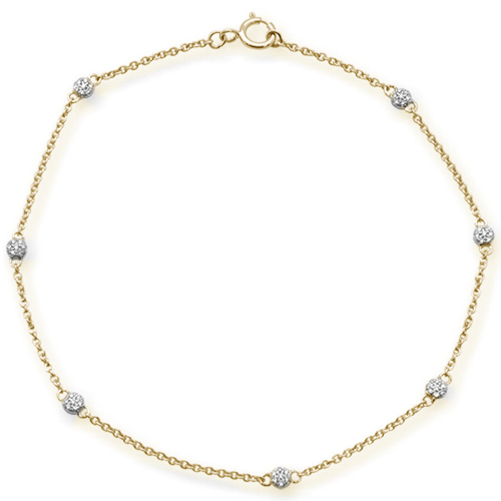 DIAMOND CLOSEOUT! .10ct F SI 14kt Yellow Gold Diamond by Yard Station Bracelet 7" Long Adj