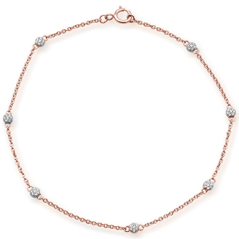 DIAMOND CLOSEOUT! .09ct 14kt Rose Gold Diamond by Yard Station Bracelet 7" Long Adj