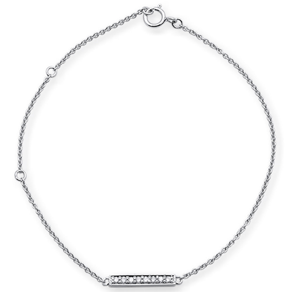 DIAMOND  CLOSEOUT! .07ct 14kt White Gold Diamond Trendy Bar Bracelet 7" Long Adj