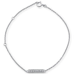 DIAMOND  CLOSEOUT! .07ct 14kt White Gold Diamond Trendy Bar Bracelet 7" Long Adj