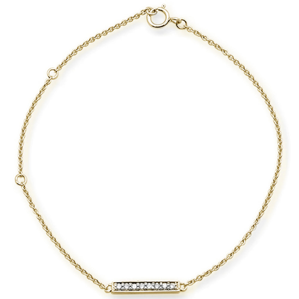 DIAMOND  CLOSEOUT! .07ct 14kt Yellow Gold Diamond Trendy Bar Bracelet 7" Long Adj