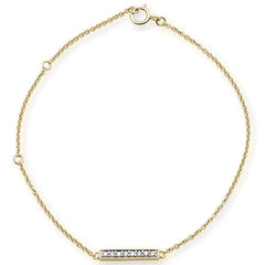 DIAMOND  CLOSEOUT! .07ct 14kt Yellow Gold Diamond Trendy Bar Bracelet 7" Long Adj