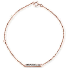 DIAMOND CLOSEOUT! .08ct 14kt Rose Gold Diamond Trendy Bar Bracelet 7" Long Adj