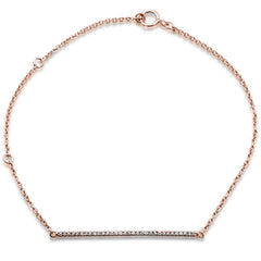 DIAMOND CLOSEOUT! .07ct 14kt Rose Gold Diamond Trendy Bar Bracelet 7" Long Adj