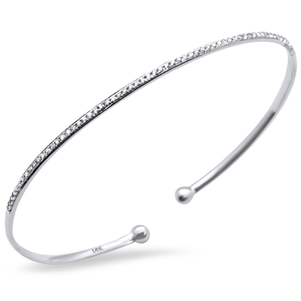 DIAMOND CLOSEOUT!  .23ct 14K White Gold Diamond Open Bangle Bracelet 7"