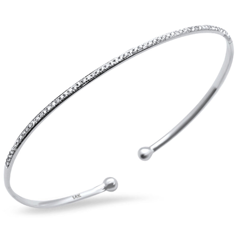 DIAMOND CLOSEOUT!  .23ct 14K White Gold Diamond Open Bangle Bracelet 7"