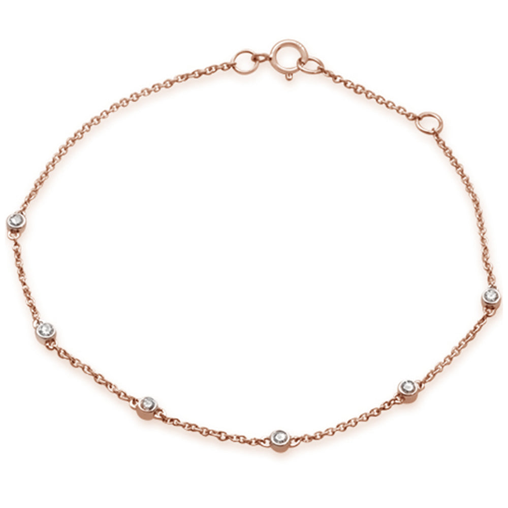 DIAMOND CLOSEOUT! .14ct 14K Rose Gold Diamond by the Yard Station Bracelet 7"