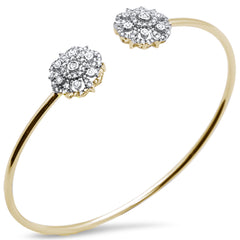 SPECIAL! .50ct 14k Yellow Gold Diamond Flower Bangle Bracelet