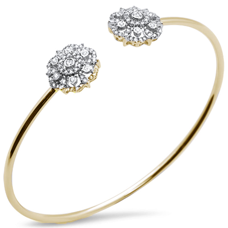 SPECIAL! .50ct 14k Yellow Gold Diamond Flower Bangle Bracelet
