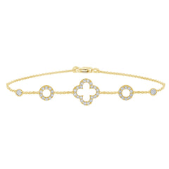 SPECIAL! .53ct 14K Yellow Gold Clover Diamond Bracelet 7"