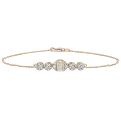 SPECIAL! .33ct 14K Yellow Gold Round & Baguette Diamond Bracelet 7"