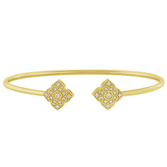 DIAMOND CLOSEOUT! .16ct 14k Yellow Gold Diamond Open Bangle Bracelet 7.25"