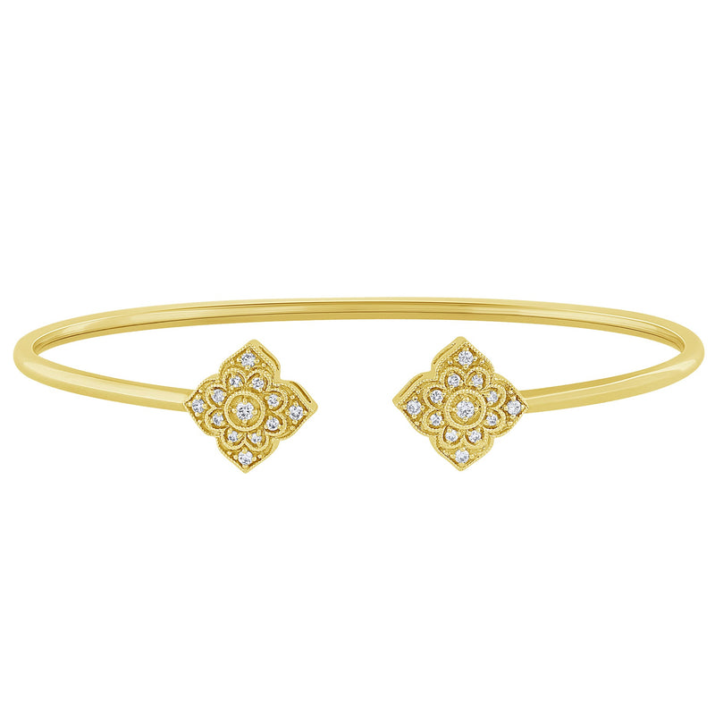 DIAMOND CLOSEOUT! .16ct 14k Yellow Gold Diamond Open Bangle Bracelet 7.25"