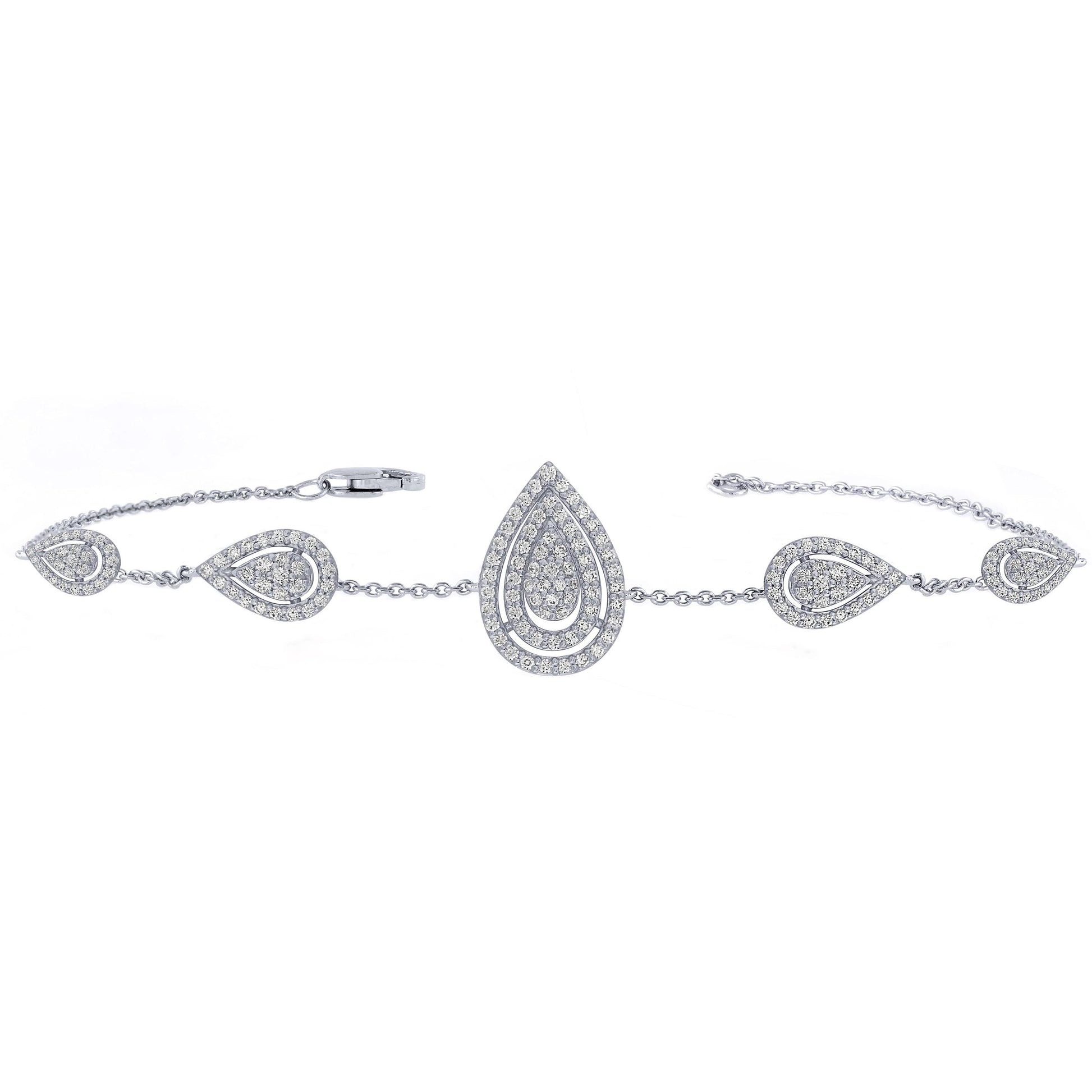 SPECIAL! .88ct 14K White Gold Pear Shaped Diamond Bracelet 7"
