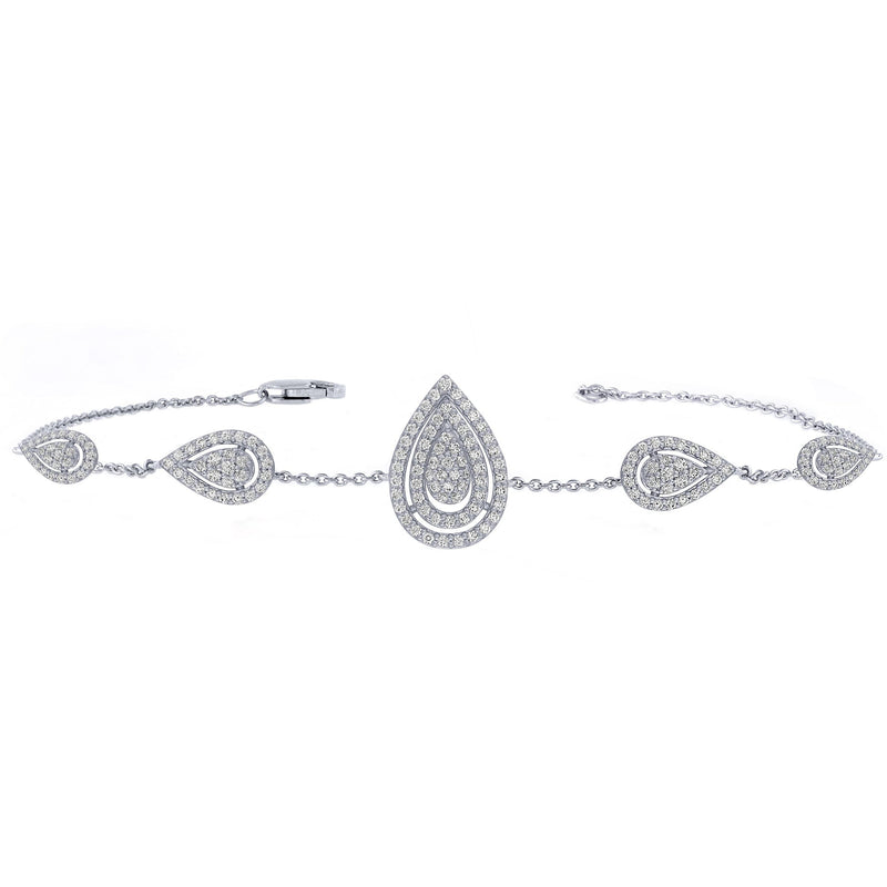 SPECIAL! .88ct 14K White Gold Pear Shaped Diamond Bracelet 7"
