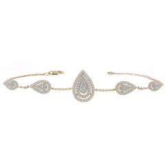 DIAMOND CLOSEOUT! .88ct 14K Yellow Gold Pear Shaped Diamond Bracelet 7"