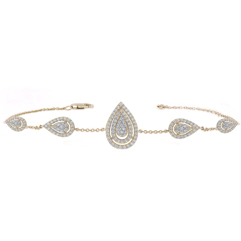 DIAMOND CLOSEOUT! .88ct 14K Yellow Gold Pear Shaped Diamond Bracelet 7"
