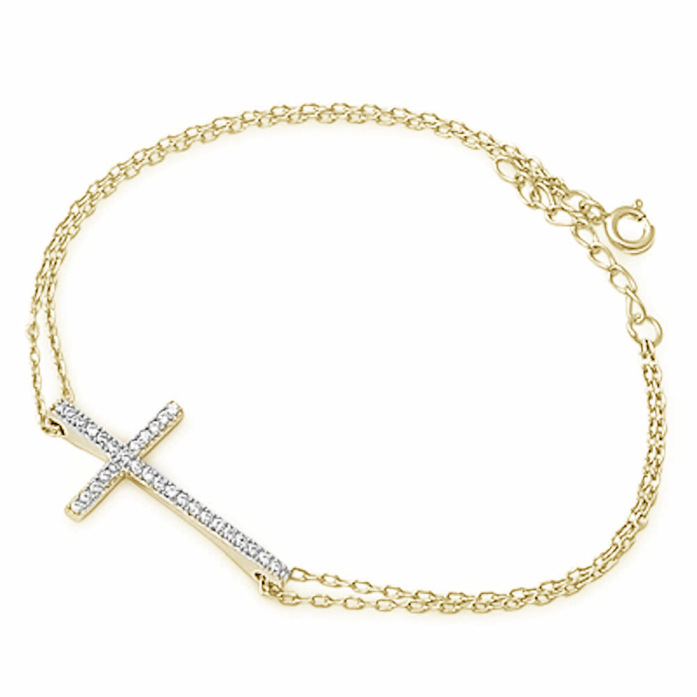 DIAMOND CLOSEOUT! 14KT Yellow Gold .12ct Cross Diamond Bracelet