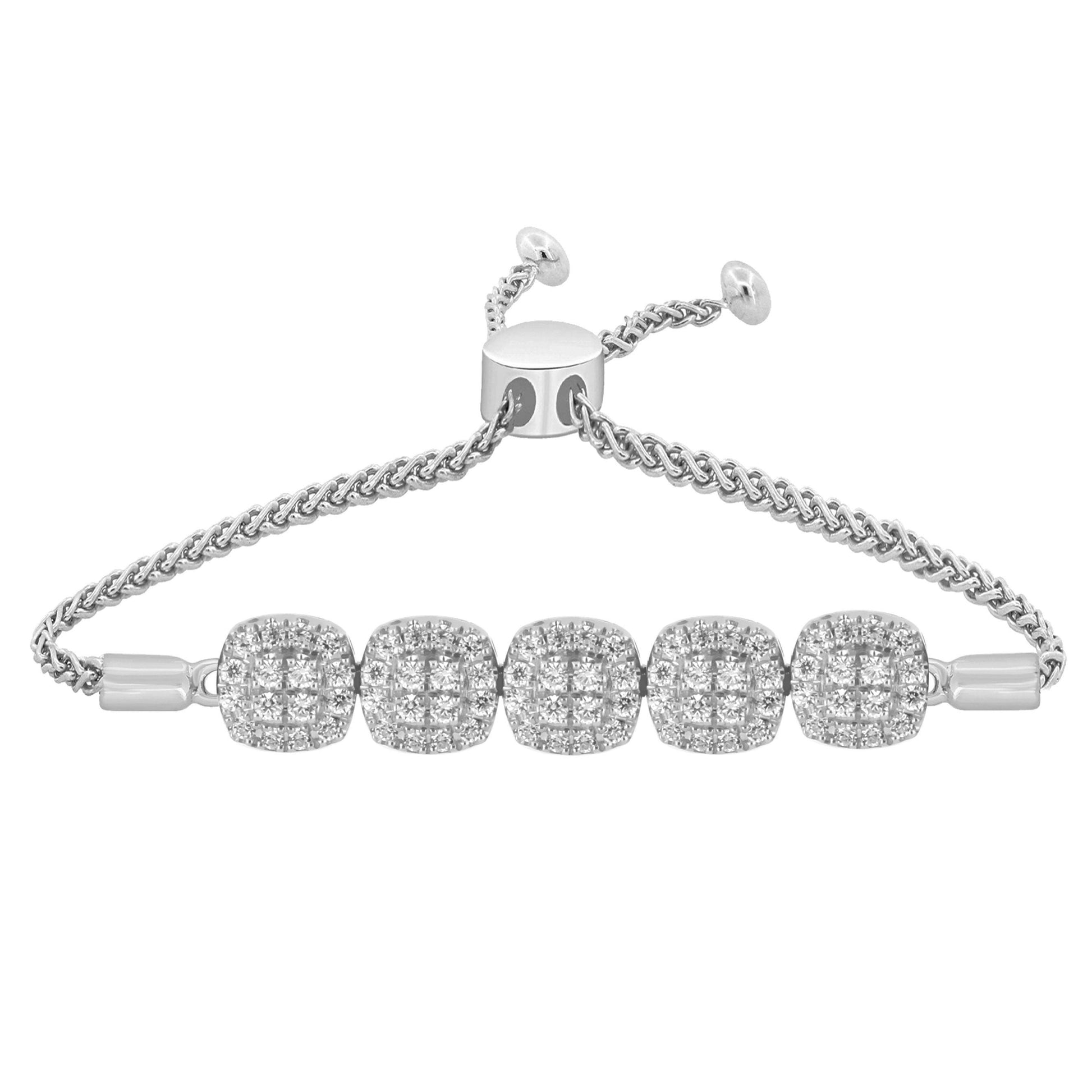 DIAMOND CLOSEOUT!  .39ct 14K White Gold Diamond Adjustable Bola Bracelet