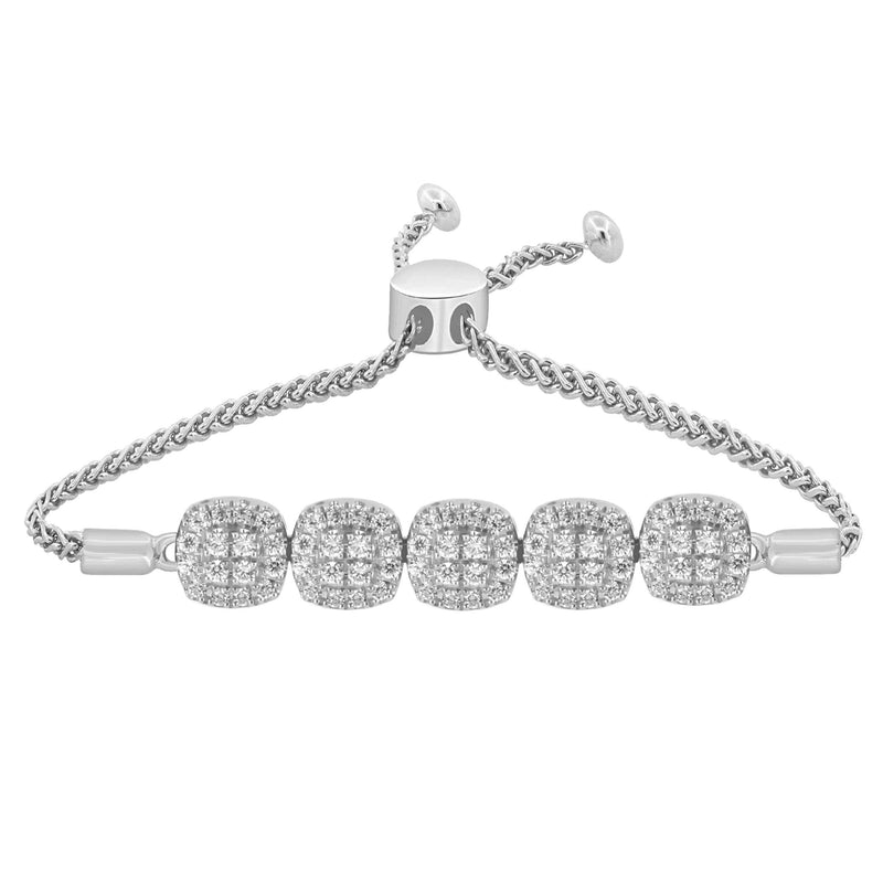 DIAMOND CLOSEOUT!  .39ct 14K White Gold Diamond Adjustable Bola Bracelet