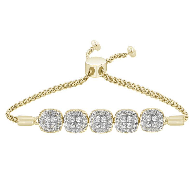 SPECIAL! .39ct 14K Yellow Gold Diamond Adjustable Bola Bracelet