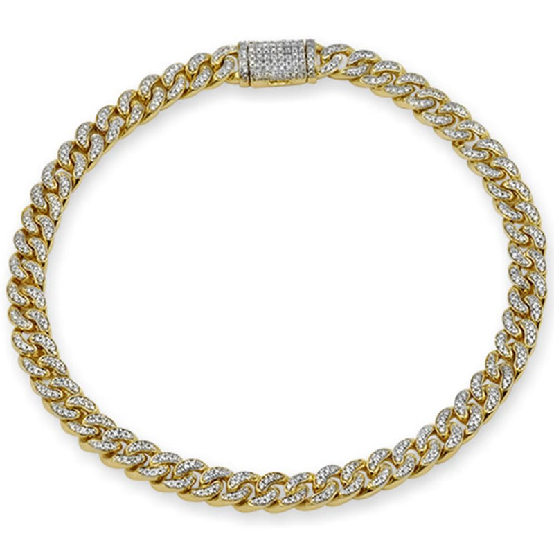 SPECIAL! 4MM 0.75ct 14K Yellow Gold Diamond Round Cuban Bracelet 6.5"