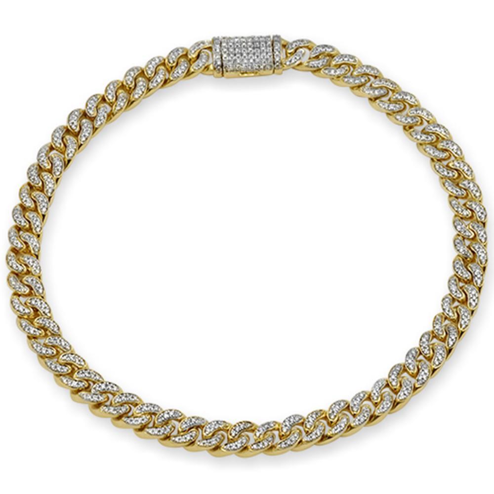 SPECIAL!6MM .85ct G SI 14K Yellow Gold Diamond Round Cuban Bracelet 8"