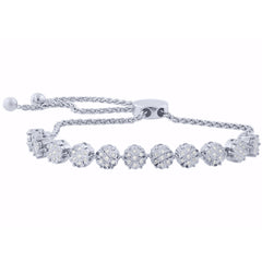 SPECIAL! .25ct 14K White Gold Diamond Bola Bracelet 7" Adjustable