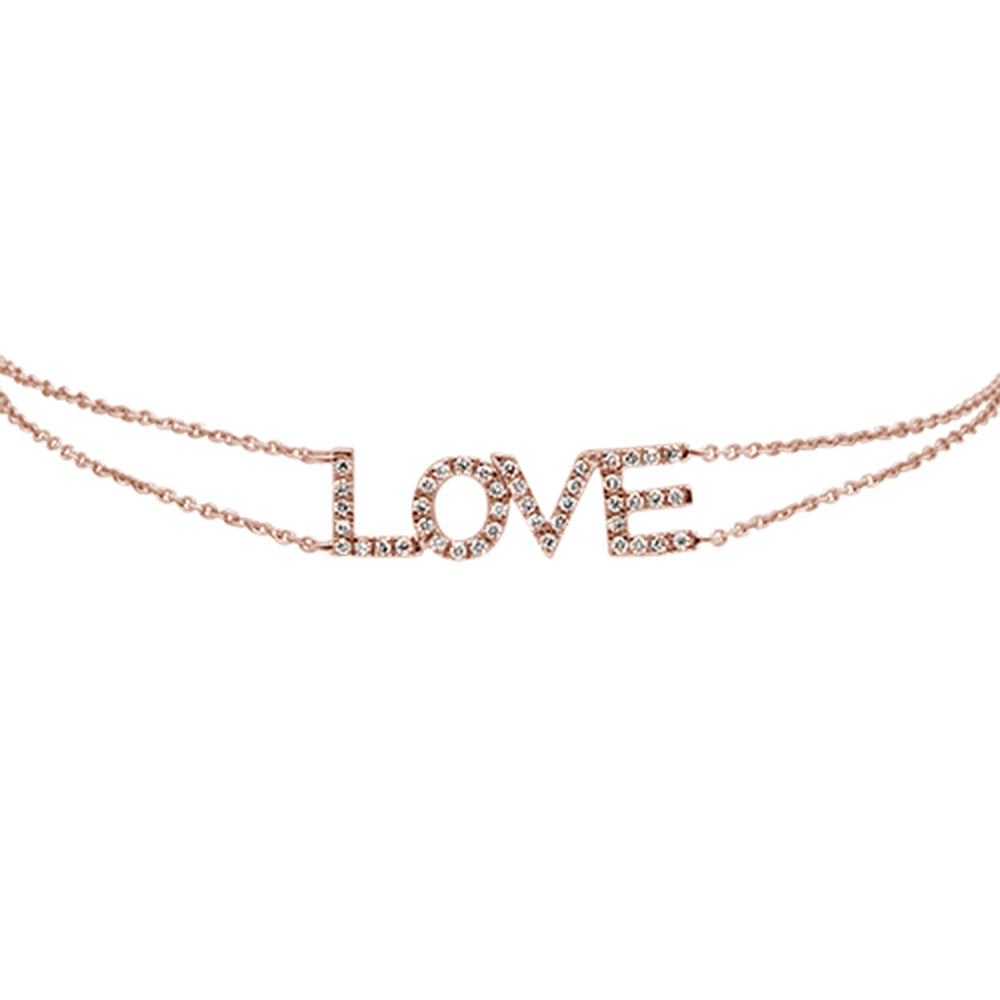 DIAMOND CLOSEOUT! .19ct 14KT Rose Gold Love Script Heart Diamond Bracelet 7"