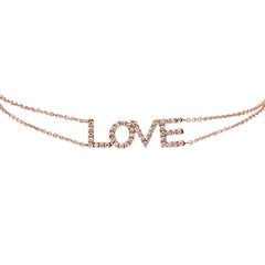 DIAMOND CLOSEOUT! .19ct 14KT Rose Gold Love Script Heart Diamond Bracelet 7"