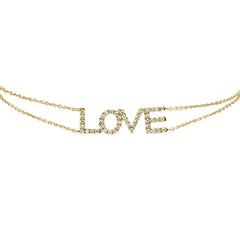 DIAMOND CLOSEOUT! .19ct 14KT Yellow Gold Love Script Heart Diamond Bracelet 7"