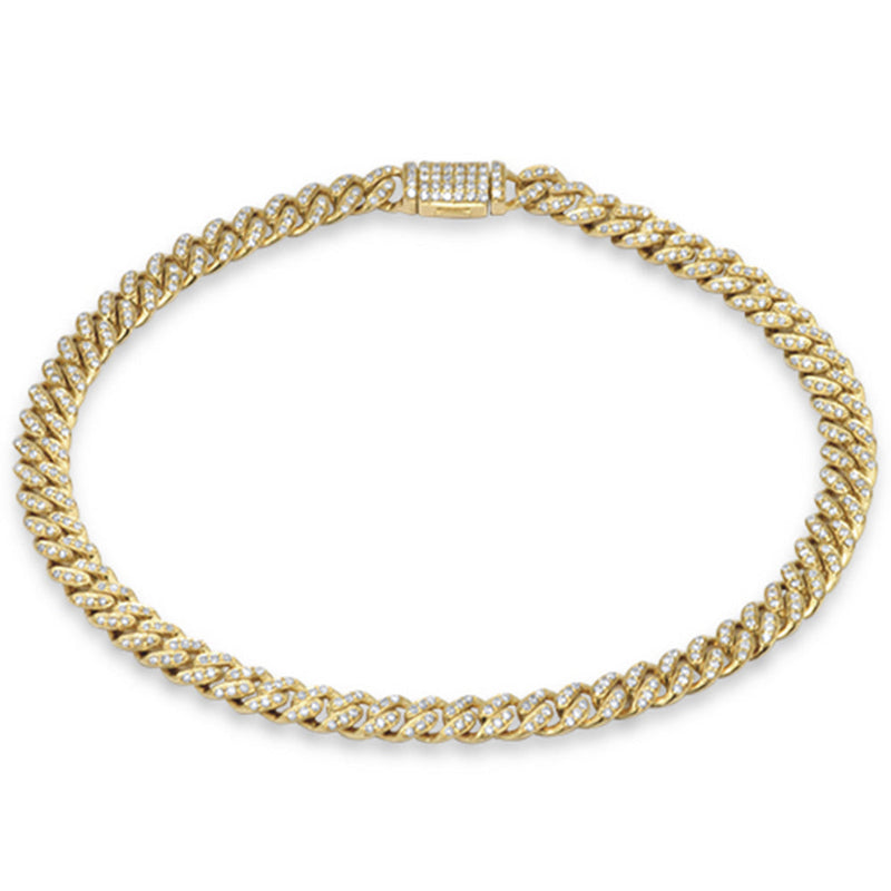 SPECIAL! 5mm 0.64ct G SI 14K Yellow Gold Diamond Round Cuban Bracelet 8"