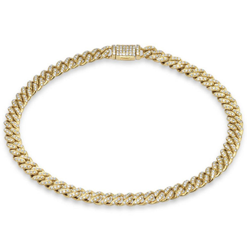 SPECIAL! 5mm 0.68ct G SI 14K Yellow Gold Diamond Round Cuban Bracelet 7"
