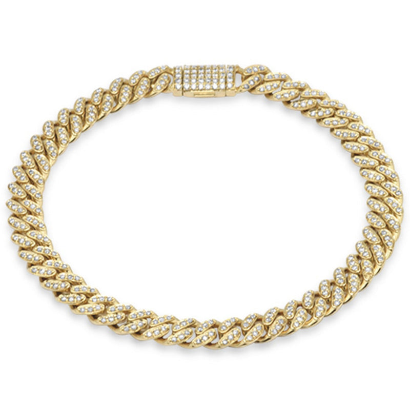SPECIAL! 7mm 1.44ct G SI 14K Yellow Gold Diamond Round Cuban Bracelet 7"