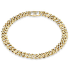 SPECIAL! 7mm 1.40ct G SI 14K Yellow Gold Diamond Round Cuban Bracelet 7"