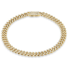 SPECIAL! 7mm 2.66ct G SI 14K Yellow Gold Diamond Micro Pave Cuban Square Link Bracelet 8"