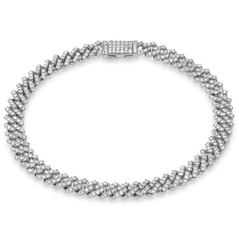DIAMOND CLOSEOUT!   7mm 4.42ct G SI 14K White Gold Diamond Micro Pave Cuban Square Link Bracelet 8.5"
