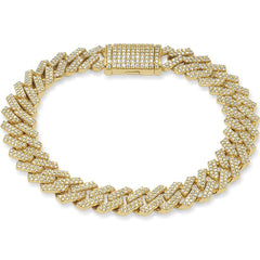 SPECIAL! 11mm 5.76ct G SI 14K Yellow Gold Diamond Square Cuban Bracelet 8"
